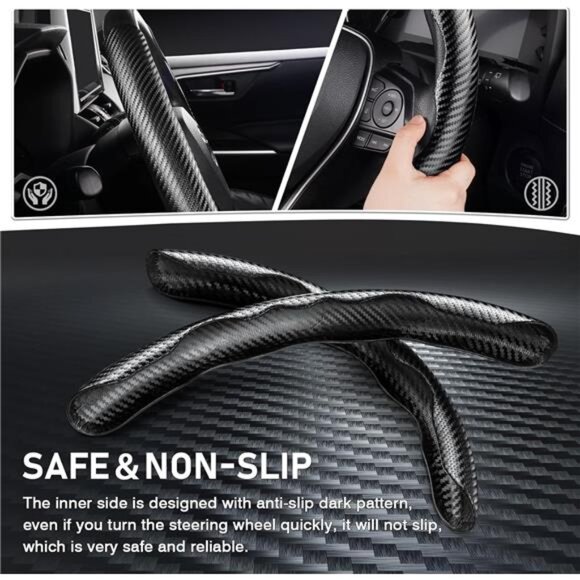 Carbon Fiber Steering Wheel Cover -Anti-Slip, Steering Wheel Cover for Men/Women - Picture 3 of 7